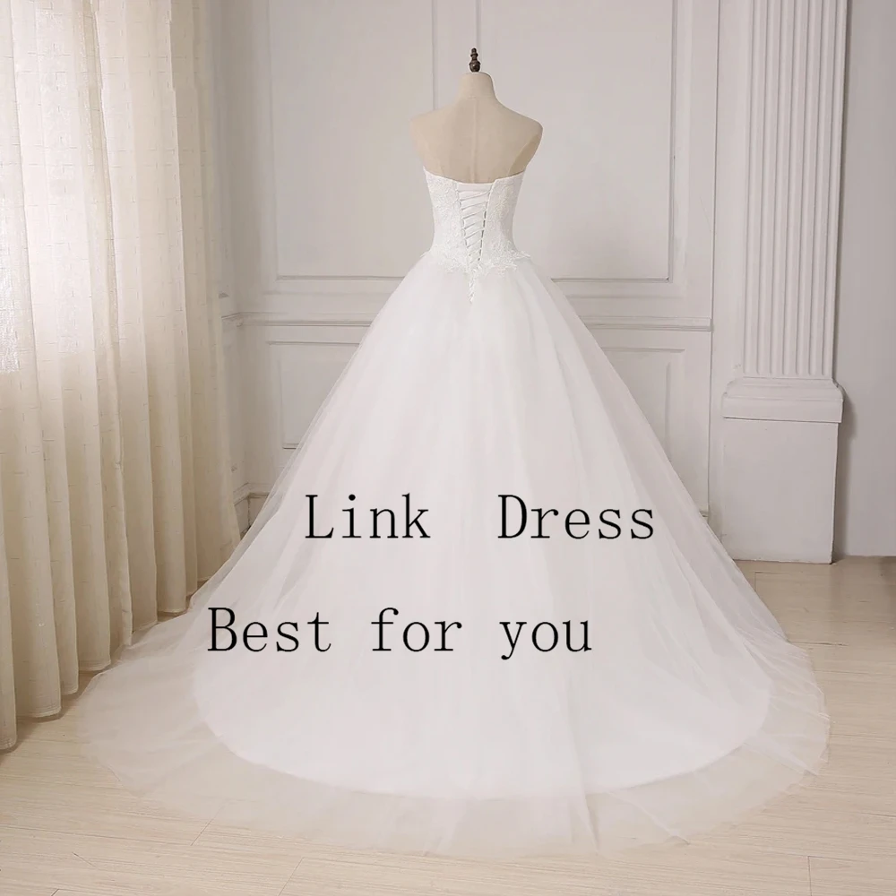 Fashion A Line Wedding Dresses for Ladies Elegant Strapless Bridal Gowns with Lace Exquisite Sleeveless Vestidos De Novia