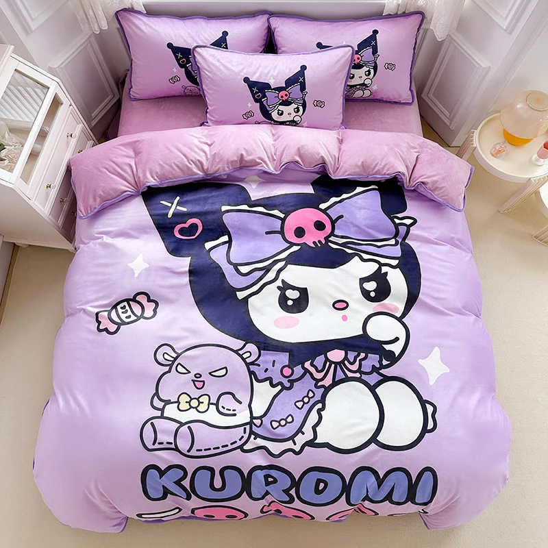 

Kuromi My Melody Duvet Cover Girl Children Cartoon Student Cartoon Cute Bedding Set for Bedroom Decoration Birthday Gifts