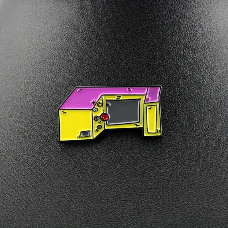 Pinos de Broche Mestre Slot Vintage, Joystick de Jogo de Desenhos Animados, Forma de Console Gamepad, Emblema Esmaltado, Alfinete de Lapela, Jóias