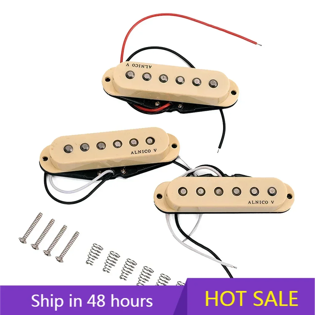 

Alnico V Guitar Pickup Single Coil Humbucker Pickups Neck Middle Bridge Set for ST Beige