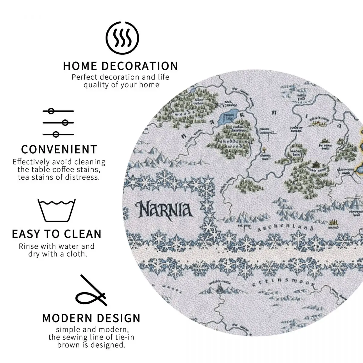 Narnia Map - Chronicles Of Narnia Coasters Kitchen Placemats Insulation Cup Coffee Mats For Decor Home Tableware Pads Set of 4