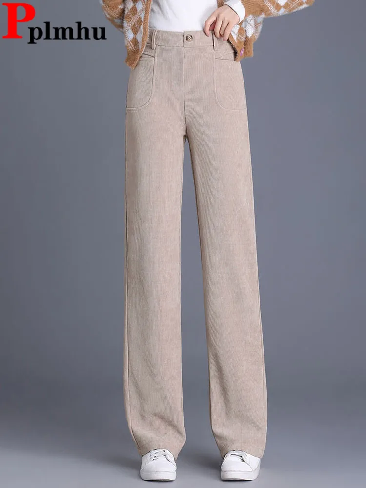 

Spring Fall Loose Wide Leg Pants Women Casual Elastic High Waist Straight Sweatpants Korean Fashion Classic Solid Pantalones New