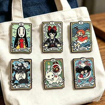 Set de 6 Broches de Esmalte con Diseño de Gatos de Anime