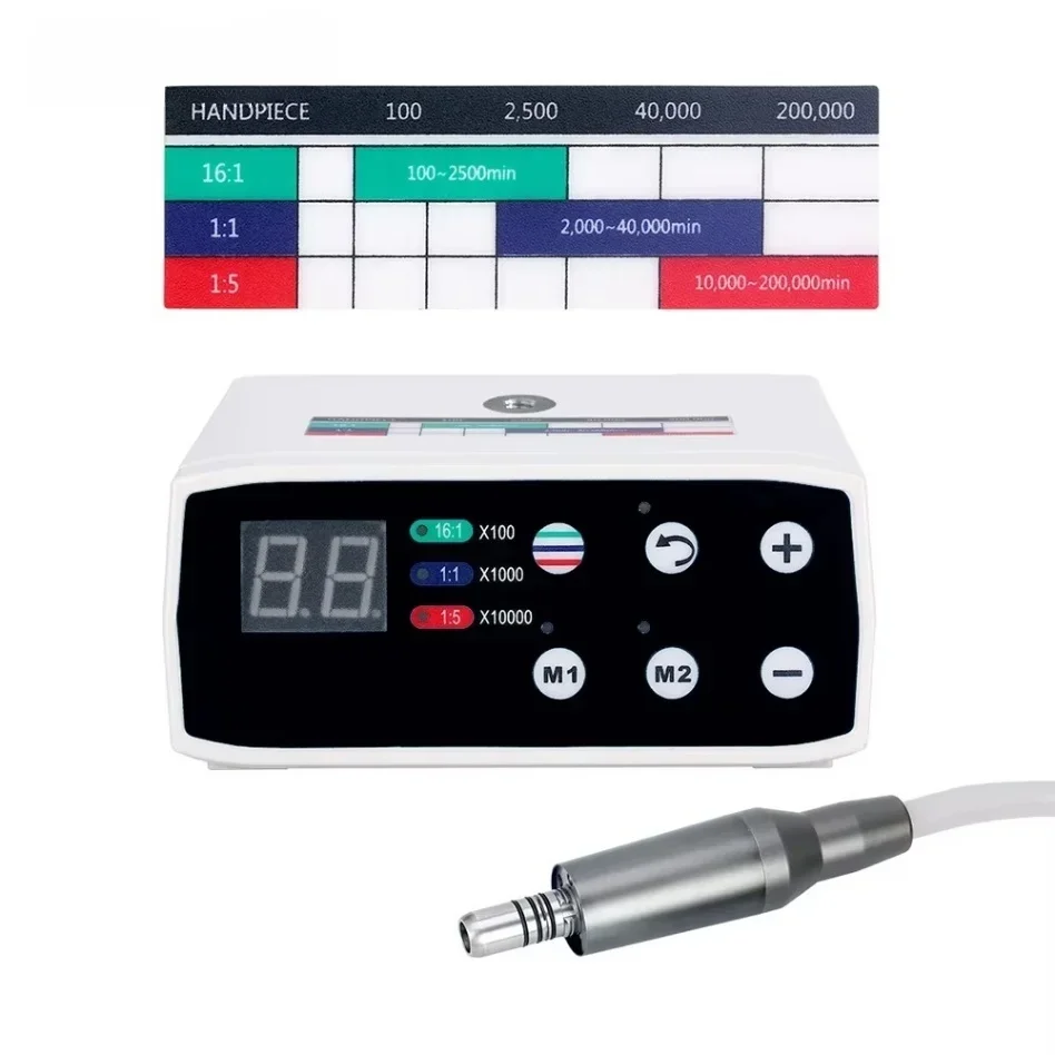 Dental Strong LED MicroMotor Work with 1:5 1:1 16:1 Dental Contra Angle Dental Clinical Brushless Micro Motor 200000Rpm