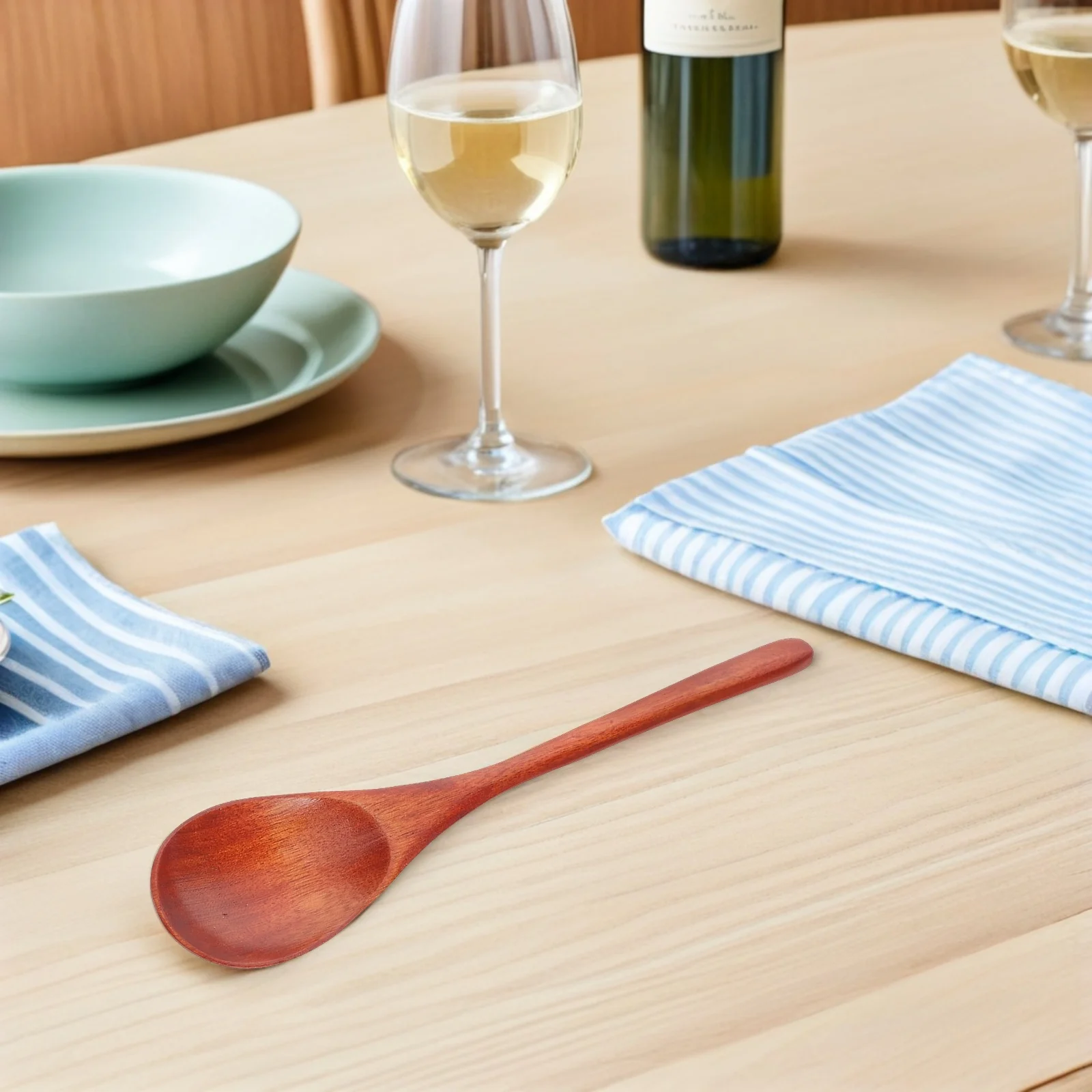 

4Pcs Wood Utensil Set Natural Grain Wooden Spoons Forks Set Smooth Finish Lightweight for Outdoor Camping Travel Reusable Eating