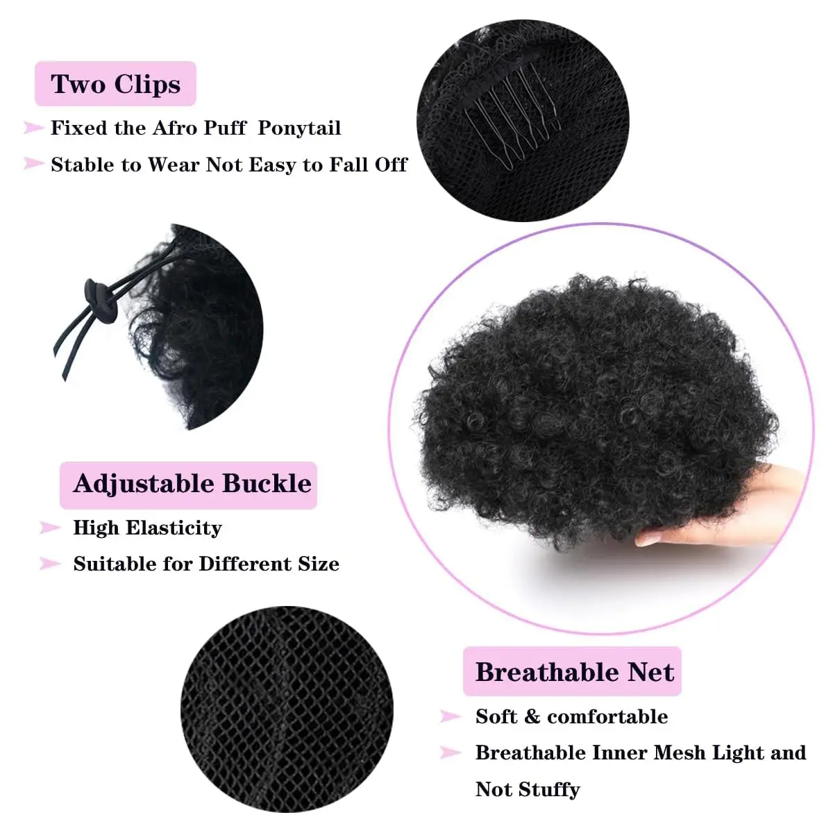 Syntetyczny Afro Puff kucyk ze sznurkiem z grzywką przedłużenie kucyka dla czarnych kobiet krótkie kręcone klipsy owinięte Updo Hairpiece