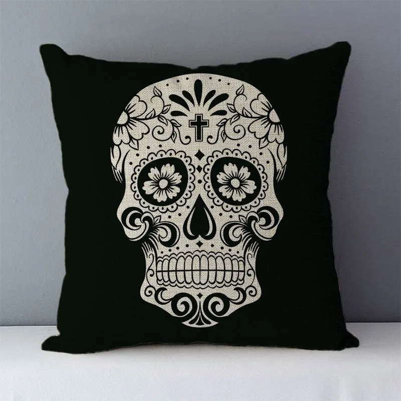 Post-modern style couch cushion cover Skull printed home decorative pillows square size 45x45cm seat back cushions pillowcase