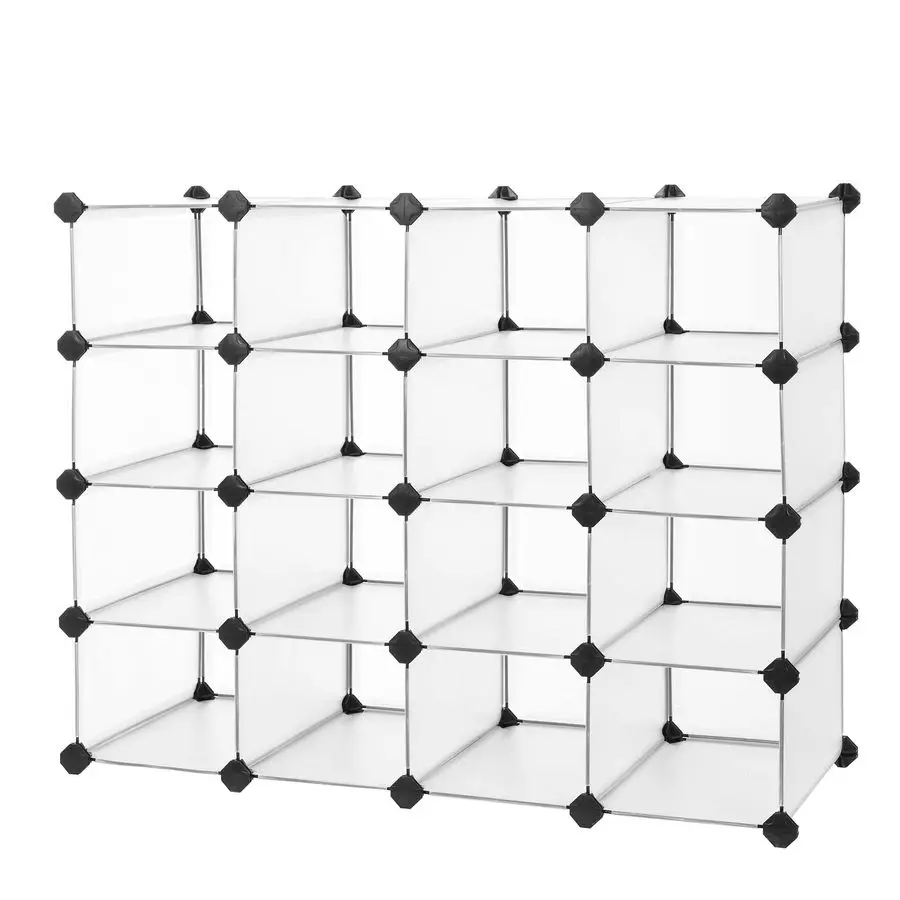 

SONGMICS Shoe Rack with 16 Cubes, Interlocking Plastic Shoe Organizer, DIY Storage Cabinet for Closet Entryway Bedroom Garage,