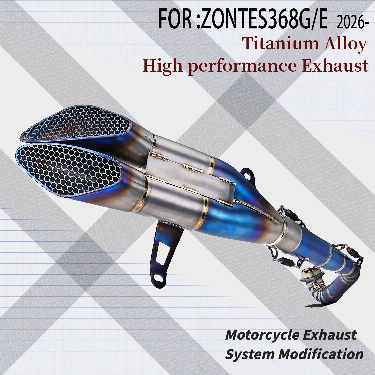 

For Zontes 368G/E 2025 Motorcycle Exhaust titanium alloy DYNAMIC Honeycomb Dual exhaust For Zontes 368G