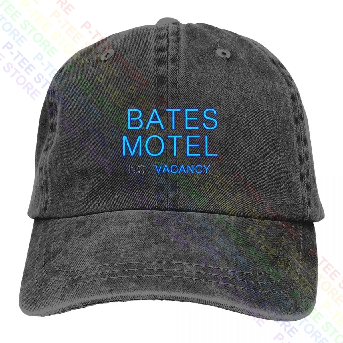 Bates Motel Psycho Movie Sign Horror Film Classic Hitchcock Washed Denim Baseball Cap Trucker Hats Novelty