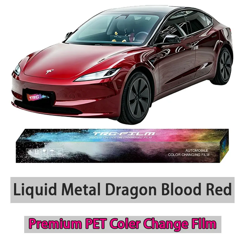 TRG film high-quality vehicle color changing film: liquid metal dragon blood red (glossy PET vinyl film - original car paint