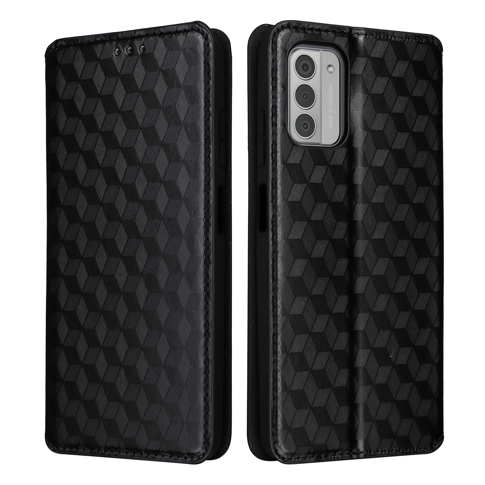 Capa de couro flip para nokia g310 g42 g22 g21 g11 g100 g60 pele magnética padrão tridimensional slot para cartão carteira capa de telefone