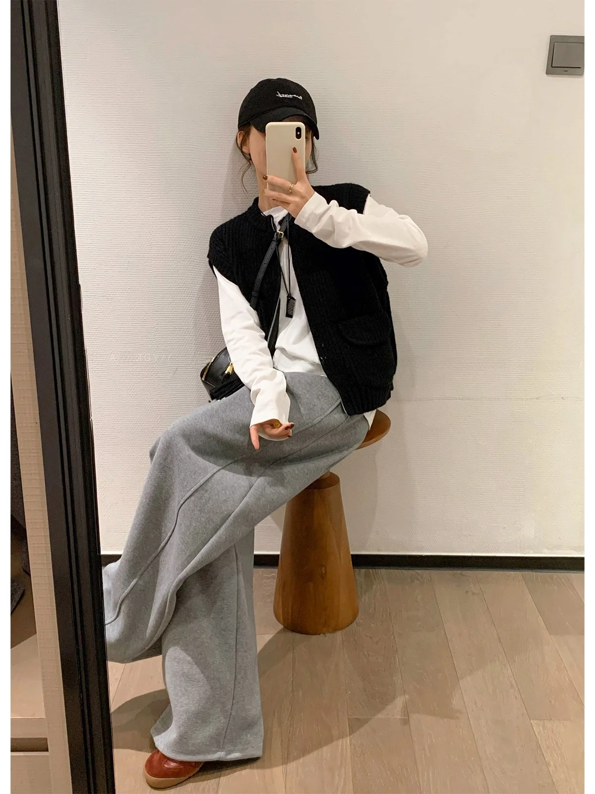 

Черный круглый вязаный жилет Ne, женский кардиган, свитер, многослойный топ, осеннее новое поступление, цветная застежка-молния