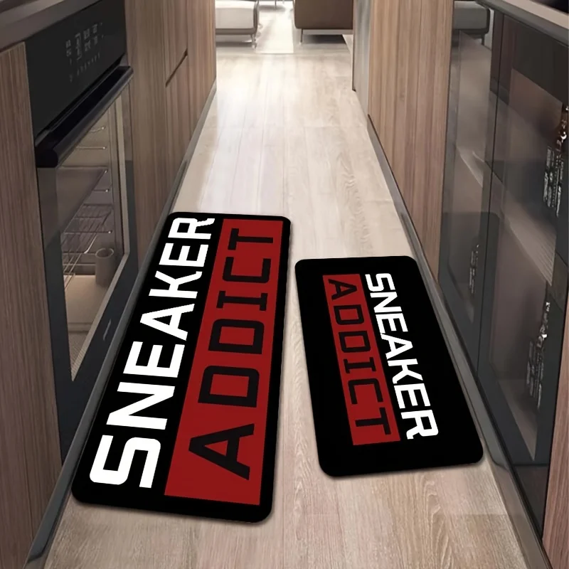 Sneaker Addict Minimalist Floor Mat - Versatile for Kitchen, Living Room, Bedroom & More - Machine Washable Polyester with Non
