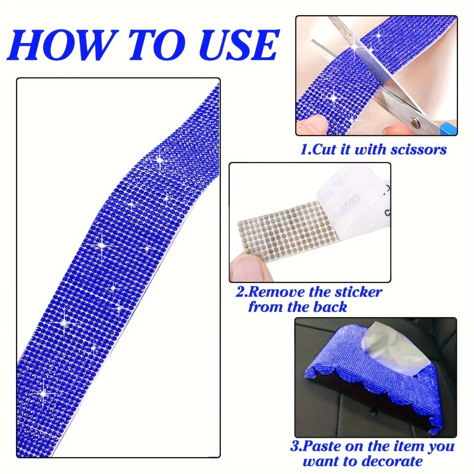1 ياردة ذاتية اللصق كريستال الماس حجر الراين ملصق قطاع DIY بها بنفسك الحرف سيارة الهاتف الديكور سكرابوكينغ الملحقات