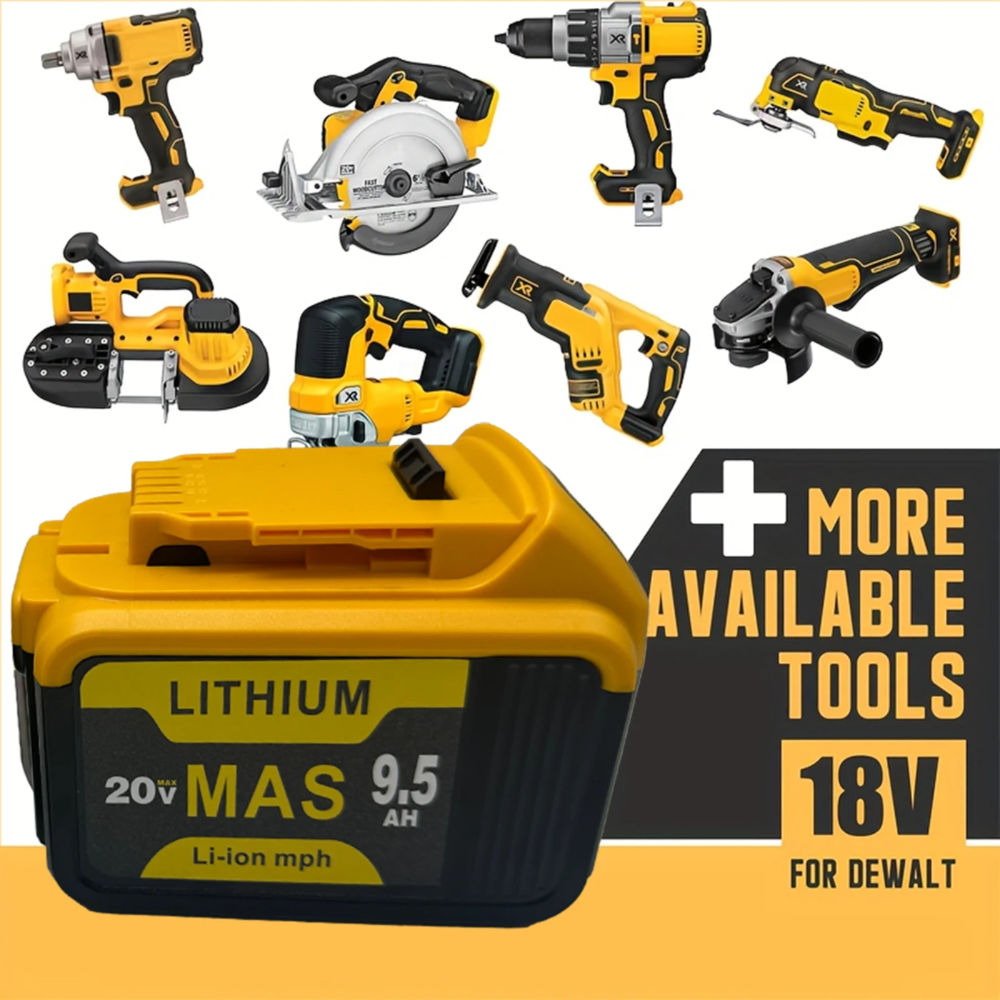 18V 8Ah ForDewalt DCB200 alta qualidade DCB184 Li-lon compatível com baterias DeWalt DCB182 DCB180 XR com tela LED