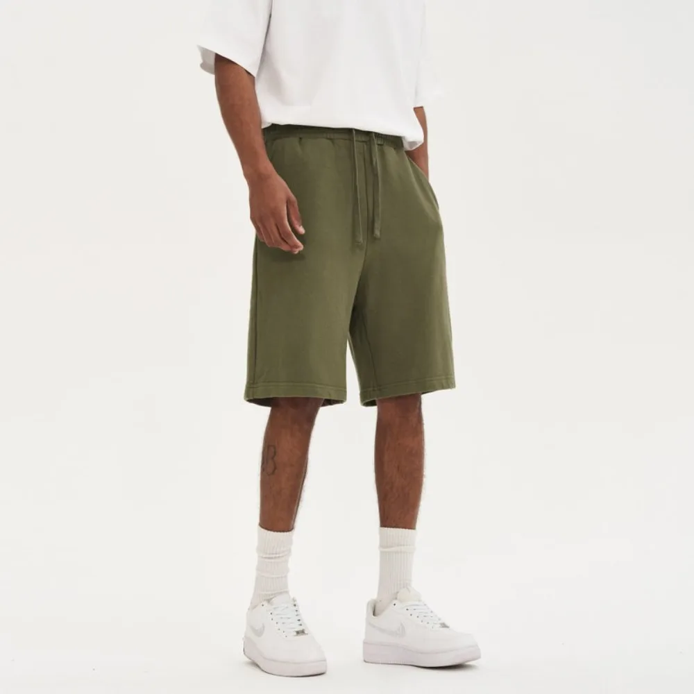 야외 오픈 가랑이 섹스 여름 반바지 헤비급 스웨트 바지 빈티지 streetwear 짧은 고품질 대형 남성 스웨트 팬츠