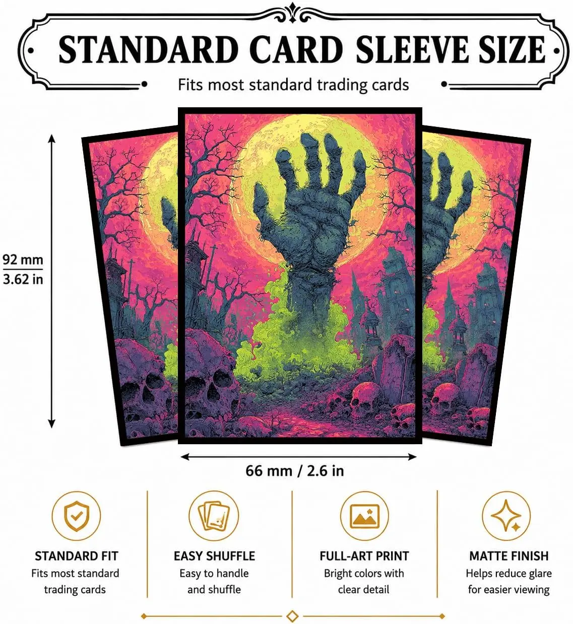MTG Card Sleeves Matte -100 PCS Trading Card Game, Size 2.6 x 3.6 in, Suitable for All TCG Card Games Protective (Undead Grave)