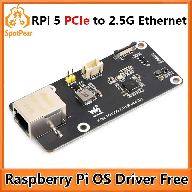 Raspberry Pi 5 PCIe to 2.5G Ethernet Adapter Board Plug and Play PCIe TO 2.5G ETH Board (C)