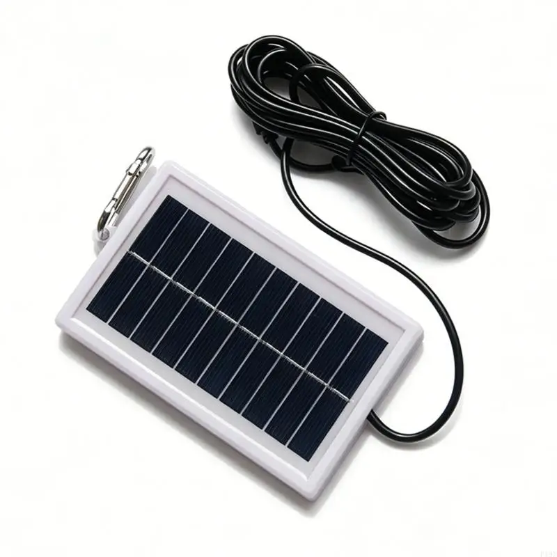 1W 5V Solar Panel with 300cm Cable DC5521 Output Suitable for Outdoor Lights Small Electronics Emergency F19E