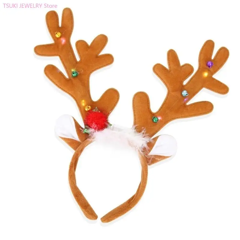 62KE LED-verlichte kersthoofdband Festival rendiergeweien Hairhoop Familiebijeenkomst Headhoop Vakantiefeestaccessoires