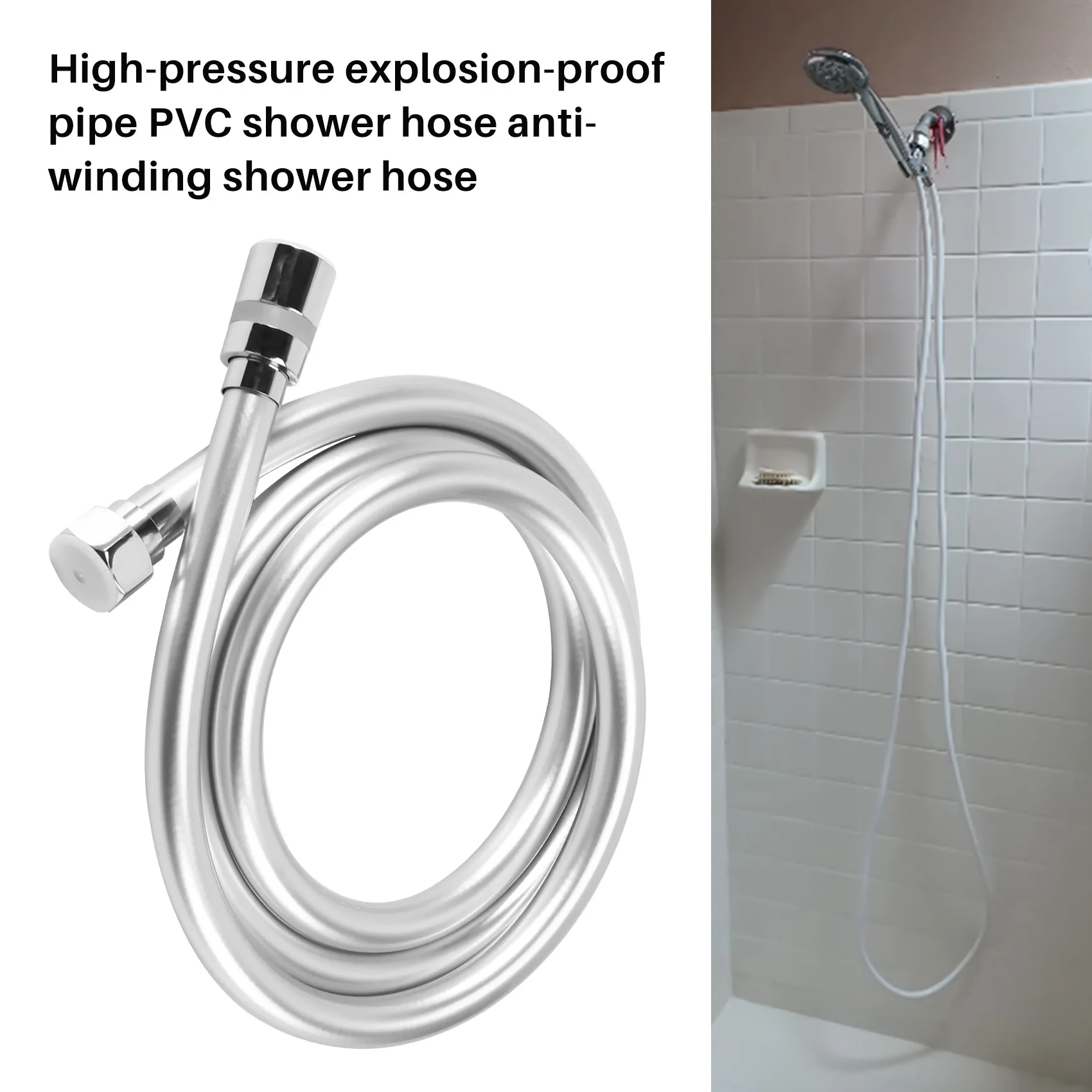 PVC High Pressure Thickening Anti-Winding Shower Hose for Bath Handheld Shower Head Flexible Shower