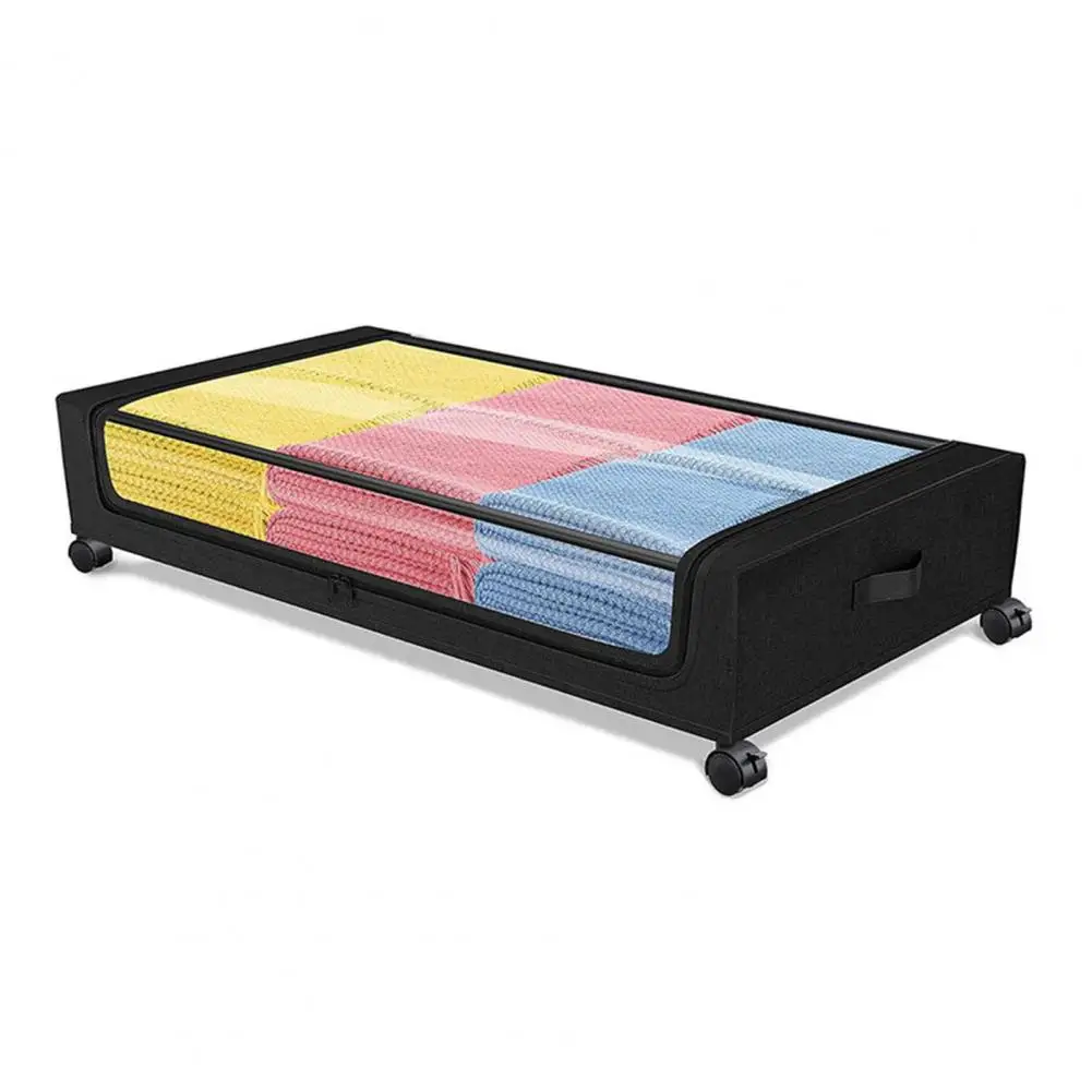 Under-bed Storage Case Dust-proof under Bed Storage Container Dustproof Under-bed Storage Box with Wheels Zipper for Quilts