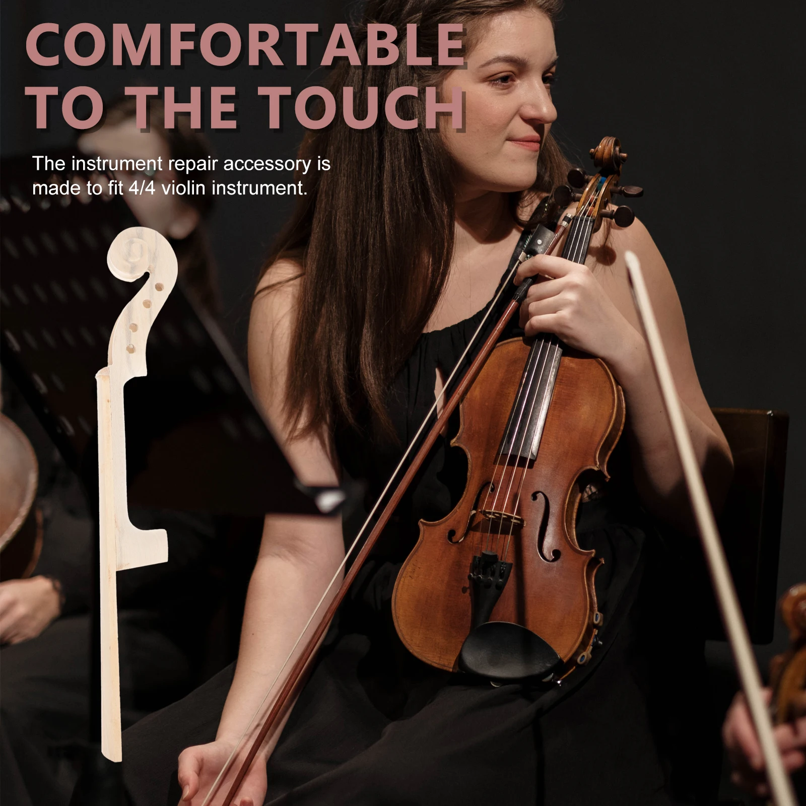 

4 4 Violin Neck Head Fingerboard Wooden Replacement Violin Finger Plate Durable Instrument Supply Instrument Finger Plate