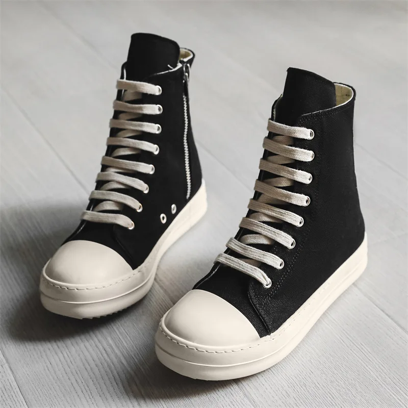 

2025 New Sneakers Woman Men's Casual Shoes Lace-up Thick Bottom High Top Shoes Canvas Punk Couple Trend Chunky Sneakers