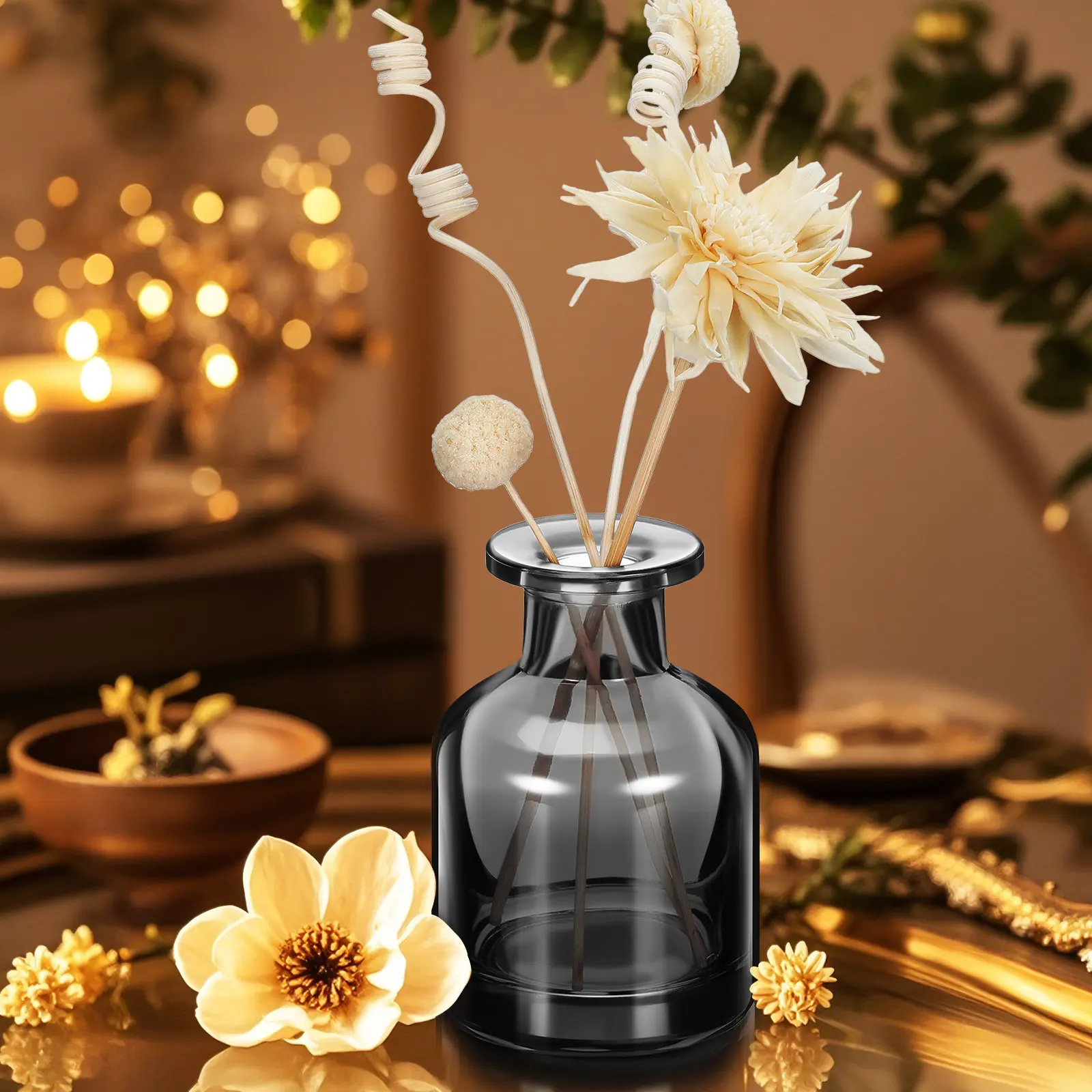 2Pcs Reed Diffuser Bottles Cylindrical Empty Diffuser Jars Versatile for Essential Oils Home Office Bathroom Decor