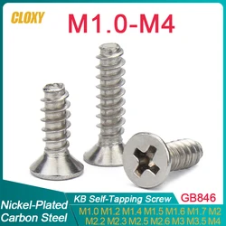 100~ 500pcs M1 M1.2  M1.4 M1.7 M2 M3 M4 Cross Phillips Flat Recessed Countersunk Head Self-Tapping Screw Flat Tail Screw GB846