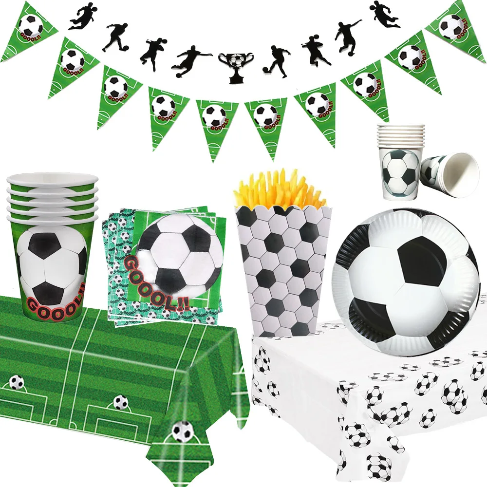 Soccer Theme Disposable Tableware Football Sport Boy Birthday Party Supplies Baby Shower Soccer Fans Birthday Balloon Decortions