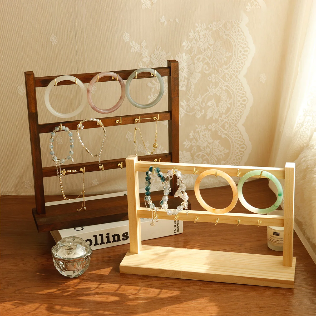 

Earrings Display Stand with Hooks Multipurpose for Desktop Dresser Bedroom Necklace Hanging Storage Display Bangle Organizer