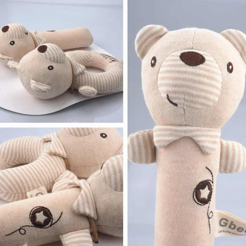 Baby Rattles Soft Cartoon Cute Plush Animal Toys Child Educational Handbells