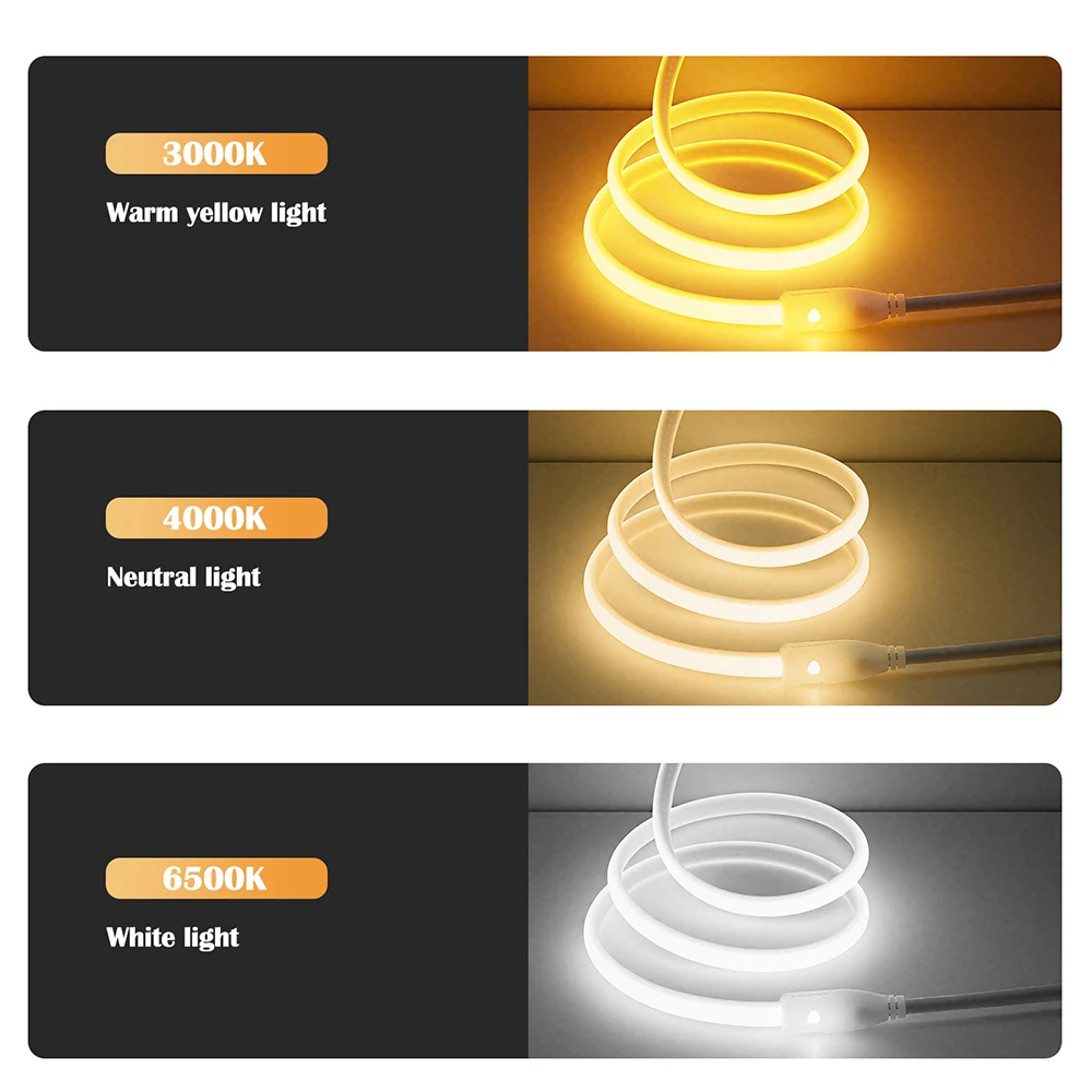 220V Switch Power COB LED Neon Strip Light Warm Red Blue Pink Yellow Purple Kit 288LEDs Flexible Tube Lamp Waterproof Home Decor view 4