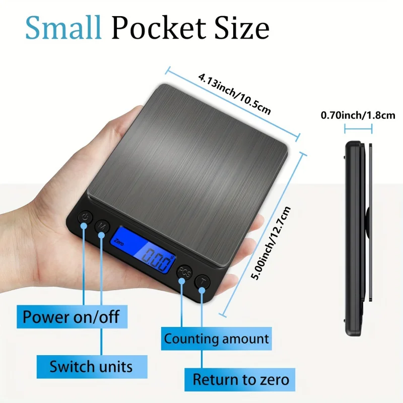 Accurate Digital Gram Scale with Dual Trays 3000g Capacity 0.1g Precision 9 Unit Measurement Tare Function Battery Powered