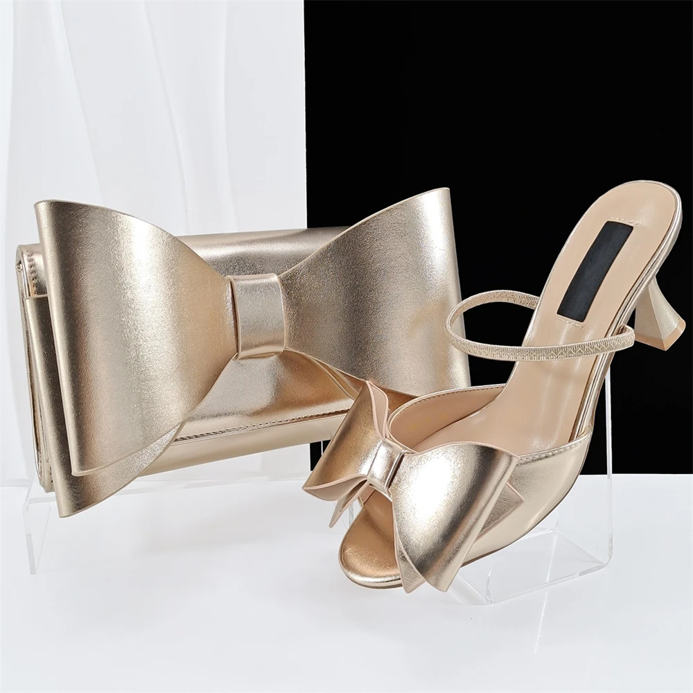 

Африканские модные женские сандалии и комплект сумок, новейшие туфли-лодочки со стразами в итальянском стиле, комплект обуви и сумки для вечерней вечеринки