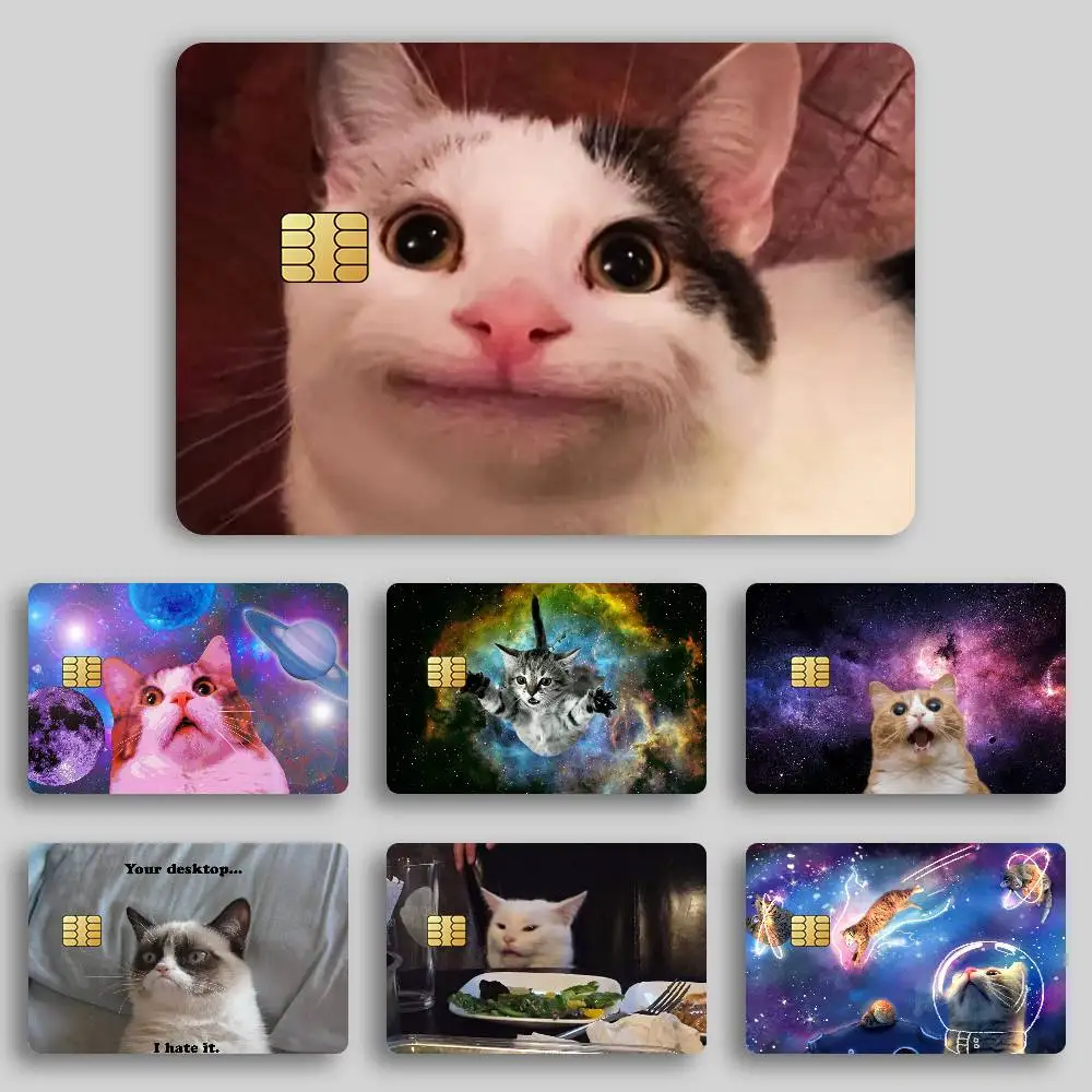 Cat Meme Decorative Waterproof Film Skin Cover Credit Card Stickers Debit Front Bank Bus Pass