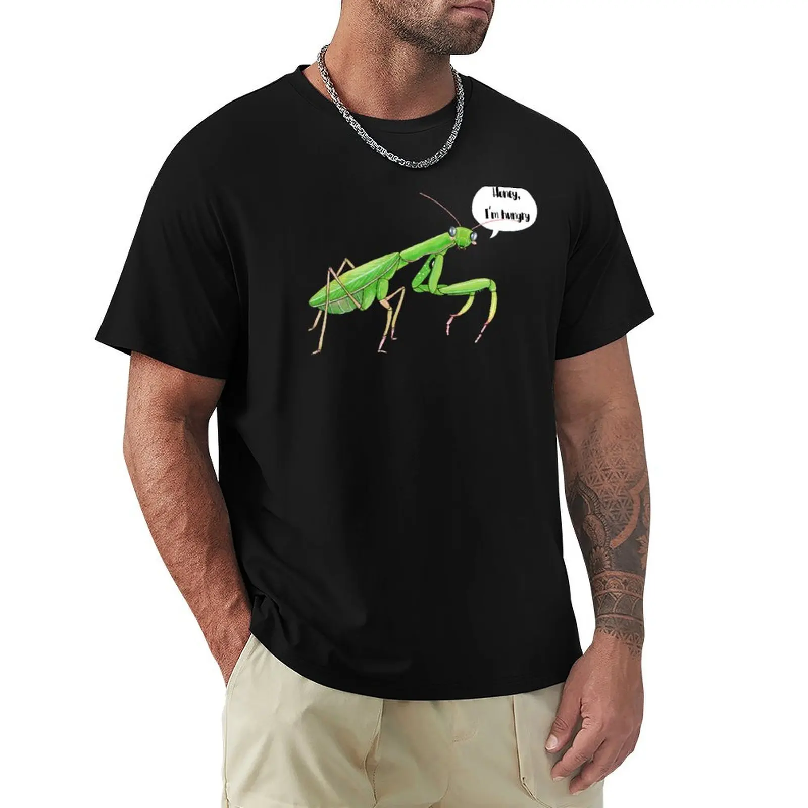 Hungry Praying Mantis T-Shirt Simple Print Design T-Shirt