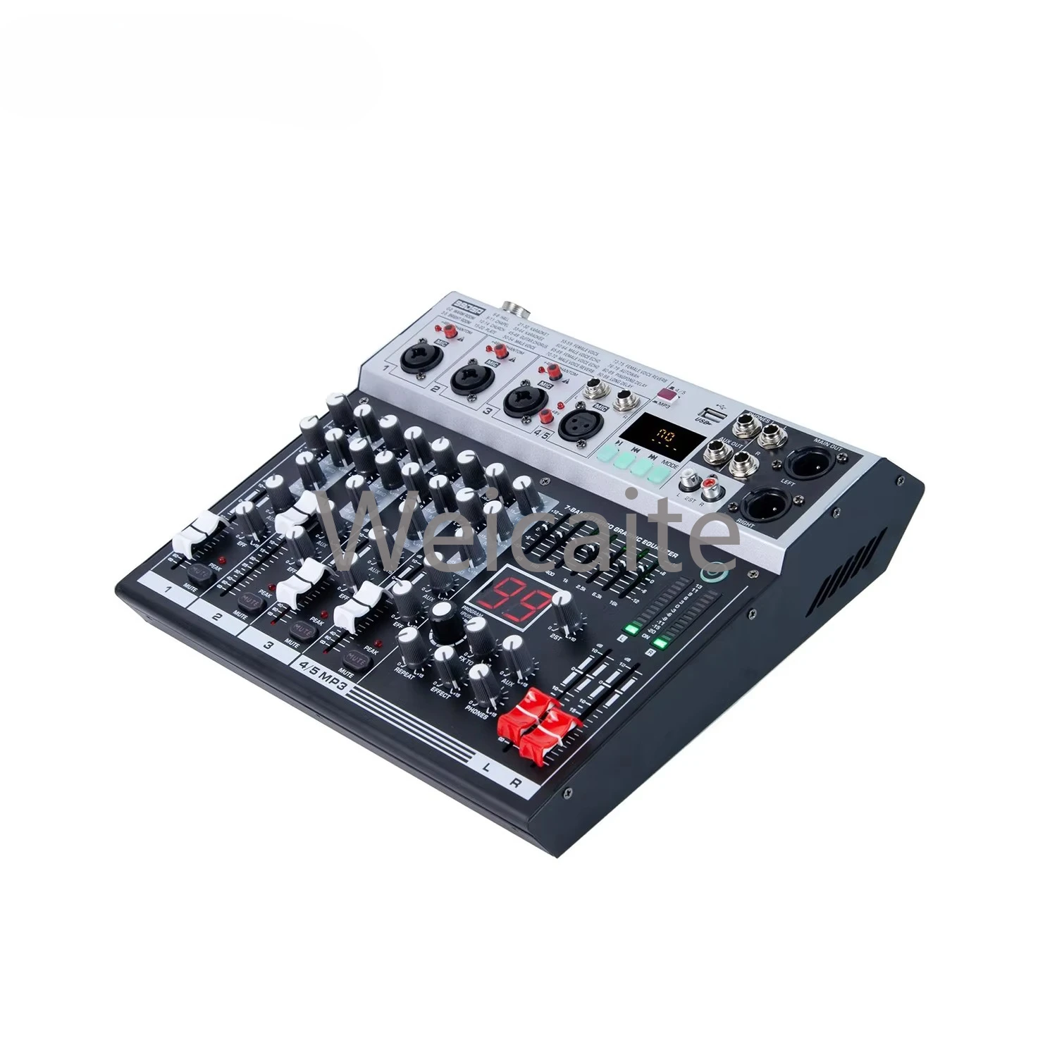 GAX-KS50 Recorder 99dsp Effect 5 Channel Mixer Metal Digital Reverb MP3 BT Recording Console Mixer