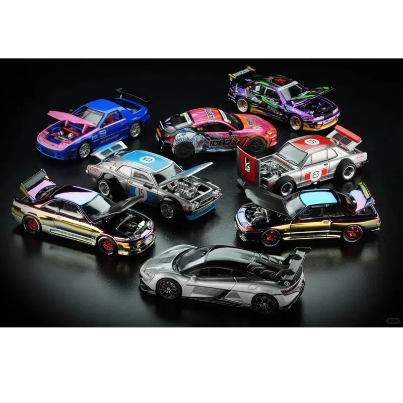

POP RACE 1:64 APAxpo Special Events EVA RT Test TYPE-01 1087X Pandem S13 Skyline GT-R R32 R33 Alloy Car Model Collection Gift