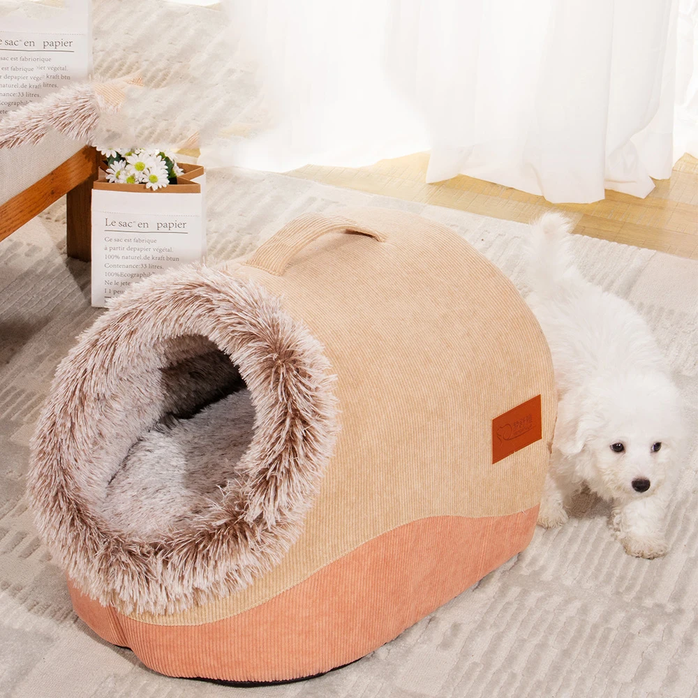 Pet Warm Slipper Nest Soft Small Cat Dog Bed Cute Comfortable Slippers Shaped Semi Enclosed Thickened Cushion Bed Pet Supplies