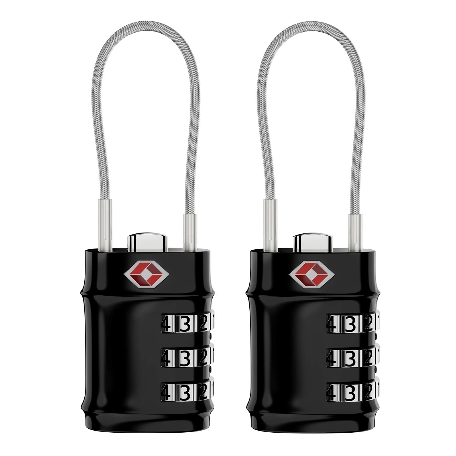 ORIA TSA Approved Luggage Padlocks 3-Digit Combination Travel Lock with Flexible Cable for Suitcase Backpack Laptop Bag Case