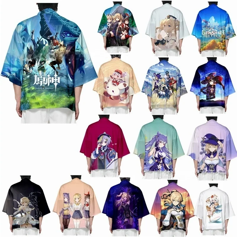 

3D Printing Genshin Impact Cloak Klee Cosplay Tops Game Anime Lumine Costume Loose Haori Barbatos Tee Party Outfit Comic Con Top