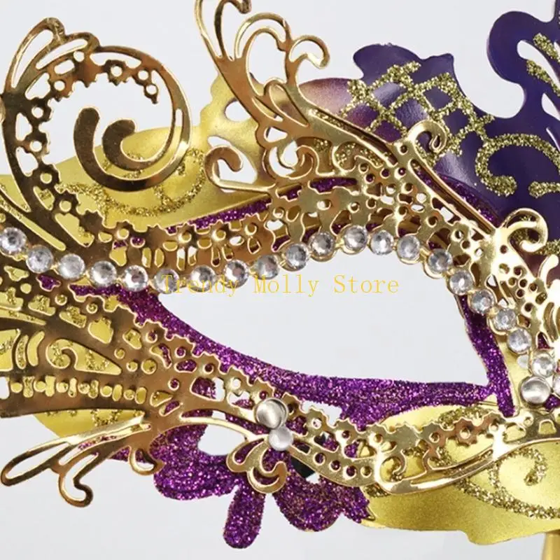 N5KB Prachtige Steentjes Maskerade Masker Venetiaanse Maskers Halloween Mardi Gras-Kostuums Bruiloft Ballen Prom Masker