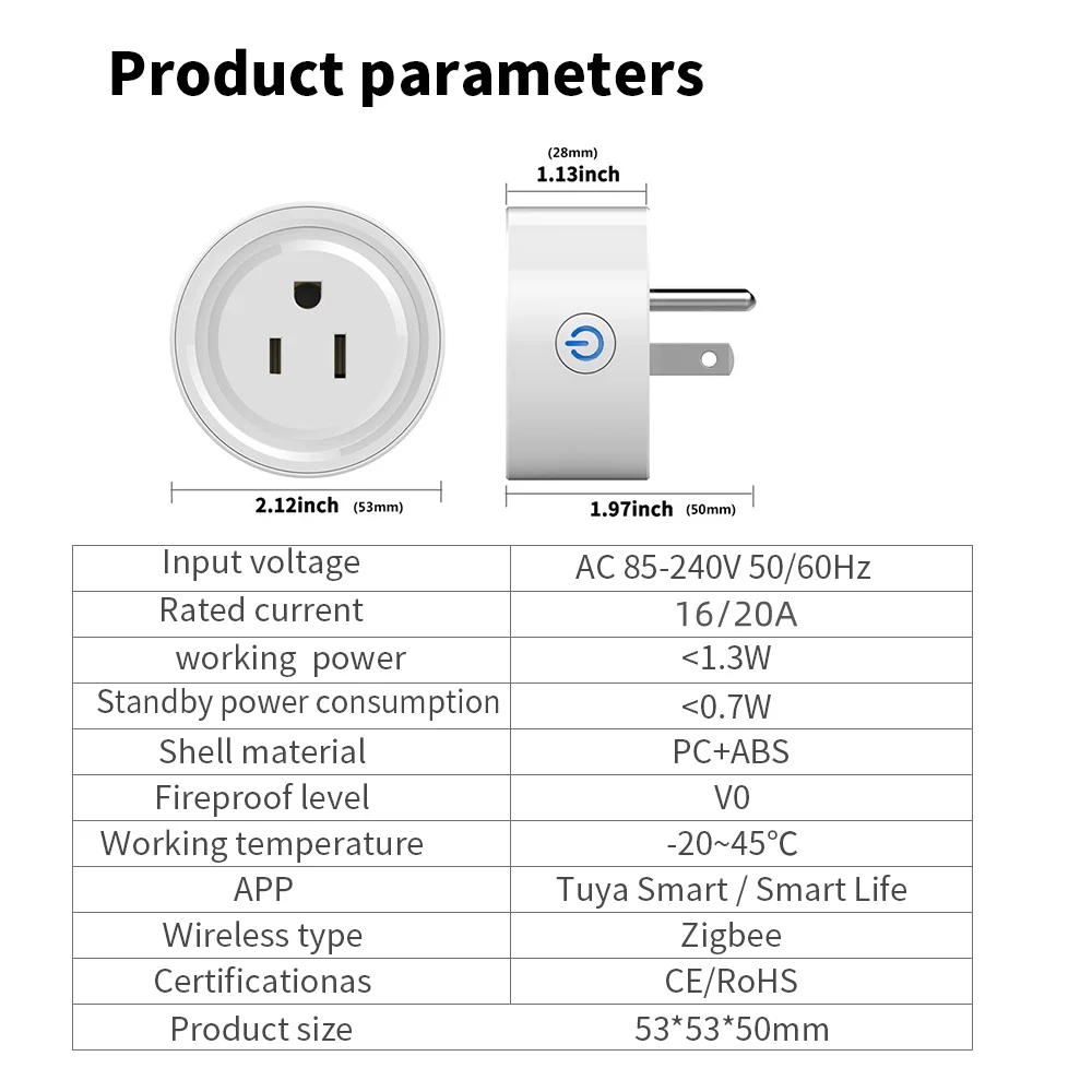 Cerhot Tuya Smart Plug Zigbee Plug 20A Power Monitor Wireless Control Outlet with Energy Timer Works with Alexa Google Home