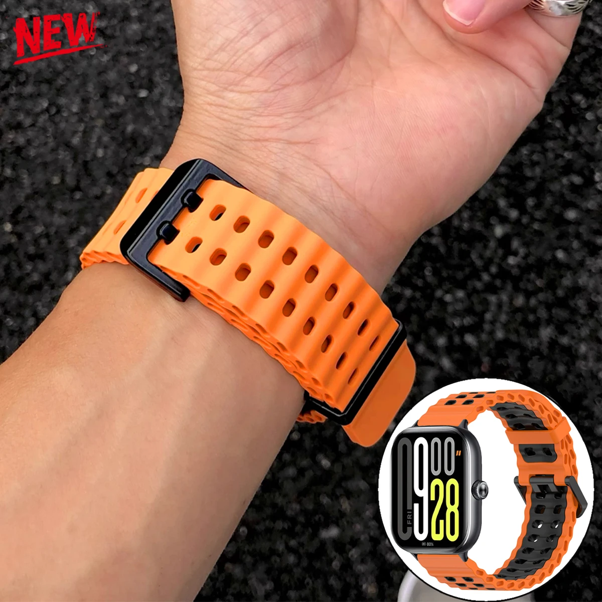 Bracelet océan pour Xiaomi redmi 5 4, bracelet de sport marin pour Xiaomi miband 9 8 pro, bracelet élastique en silicone respirant bicolore