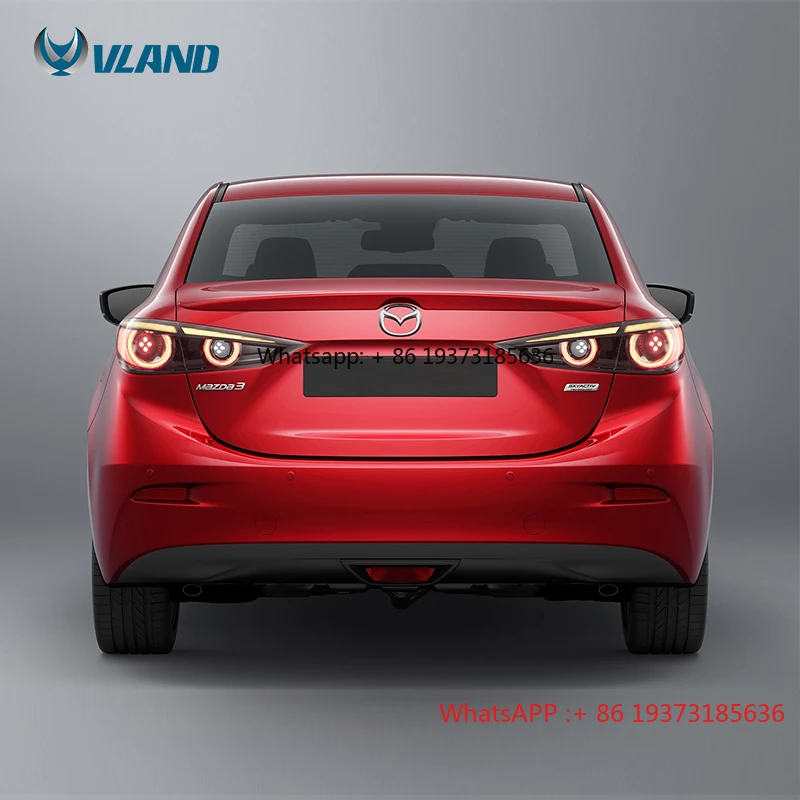 VLAND Factory LED Taillights Rear Tail Lamp Assembly 4 Pcs Sequential Rear Lamp Smoke Sedan 2013- 2017 2018 for Mazda 3 Axela