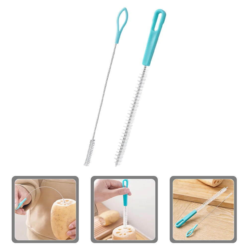 2 Pcs Cleaning Supply Straw Cleaners Tube Brush Lotus Root Hole Long Bristle Straws Washing Household Bottle