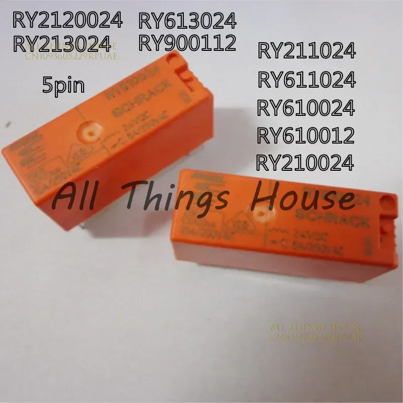 10PCS/lot 100% New Relay  RY211024 RY611024  RY610024 RY610012 RY210024 RY2120024  RY213024  RY613024  RY900112 24VDC  5PIN